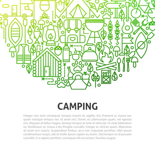 Hiking and outdoor line icons set Royalty Free Vector Image