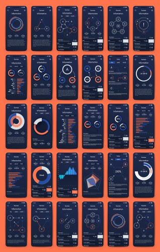 Different ui ux gui screens and flat web icons vector image