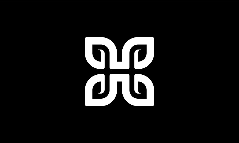 Letter h with leaf or eco logo design concept vector image
