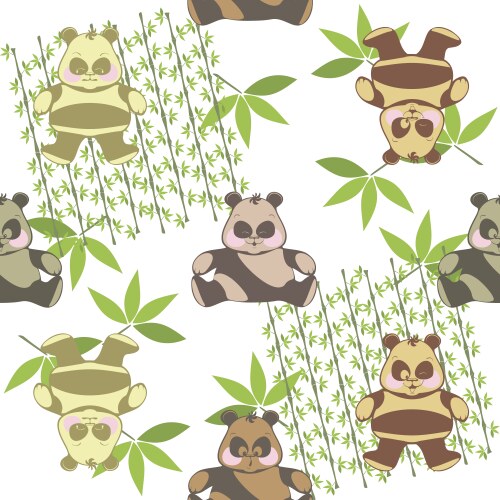 Seamless background from a different funny pandas vector image