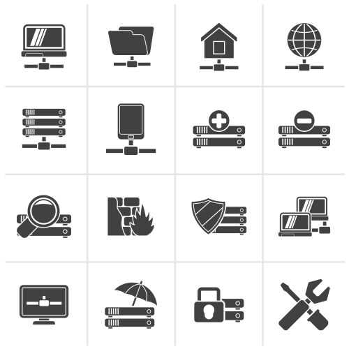 black server hosting and internet icons vector image