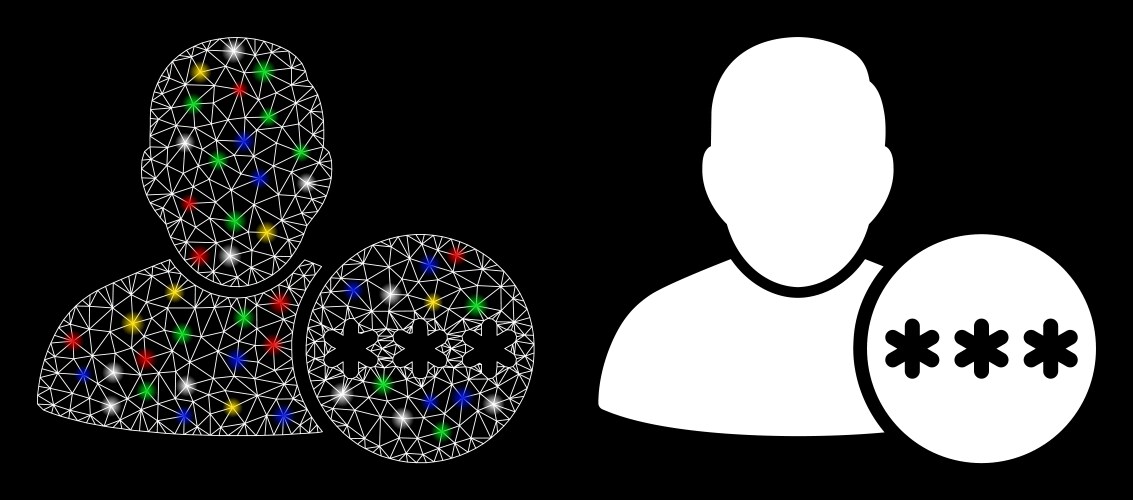 Flare mesh network user hidden password icon vector image
