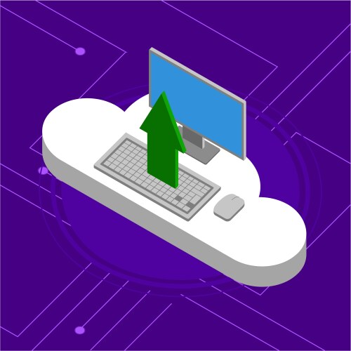 3d cloud computing icon connected to a computer vektorbild
