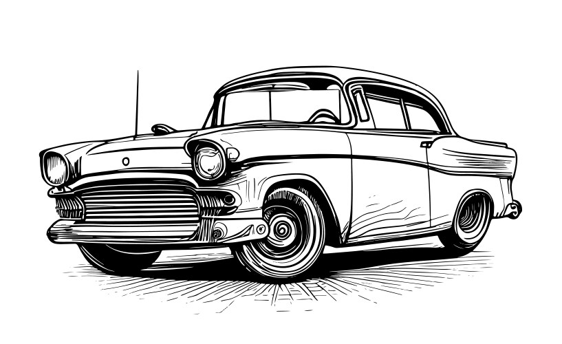 Black Line Classic Cars Auto Vector Images (over 2,200)