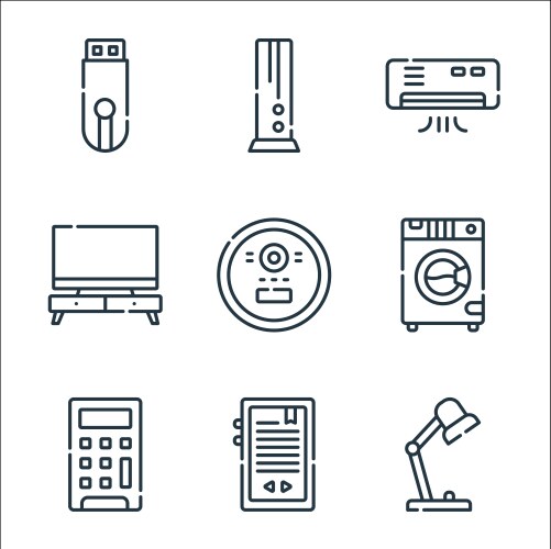 Electronics line icons linear set quality vector image