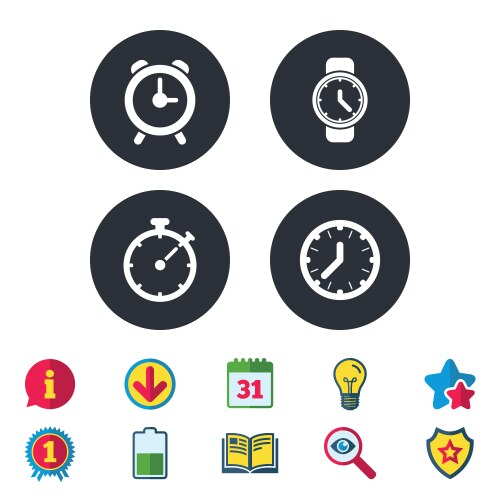 Mechanical clock time icons stopwatch timer Vector Image