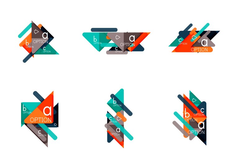 Set of triangle options infographics data vector image