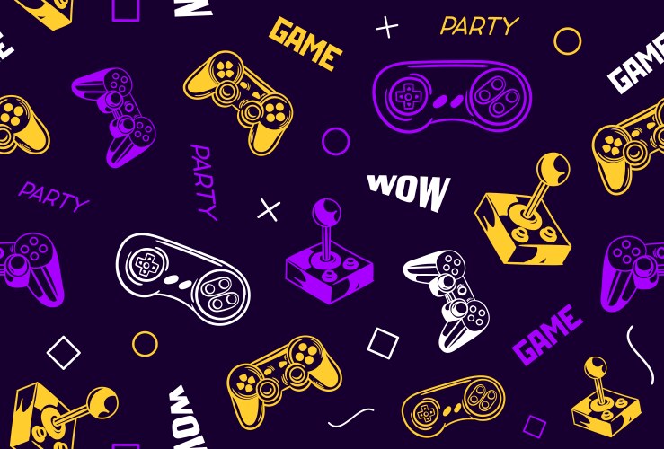 Two male characters designing game Royalty Free Vector Image