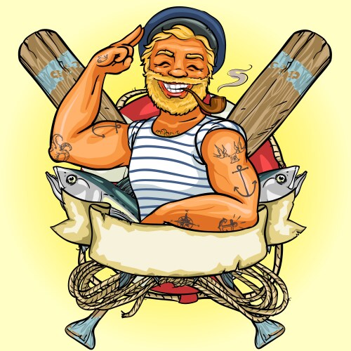 Nautical Sailor Label Vector Image