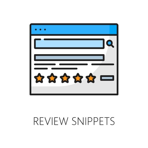 Review snippets serp icon search engine result vector image