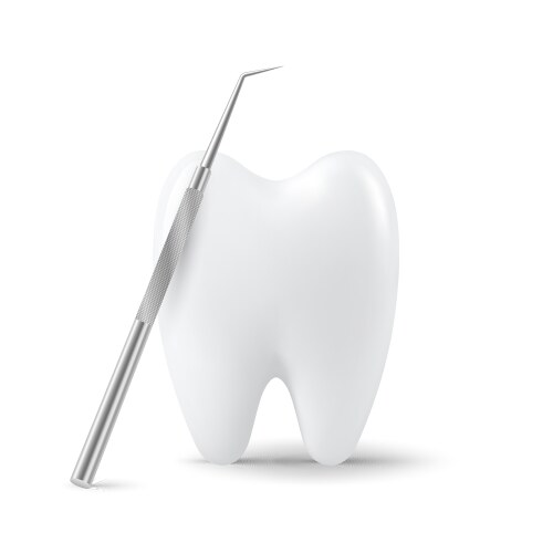 3d realistic tooth and dental probe vector