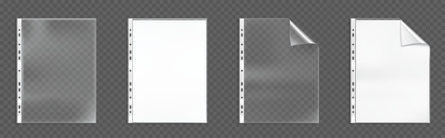 plastic punched pockets empty folders mock up set vector image