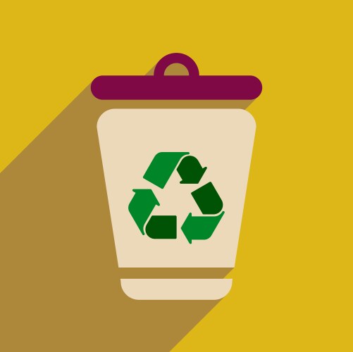 Flat web icon with long shadow trash box vector image