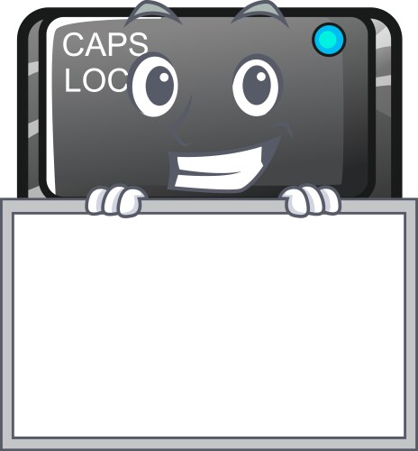 Grinning with board capslock button on a computer vector image