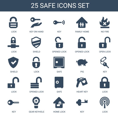 7 safe icons Royalty Free Vector Image - VectorStock