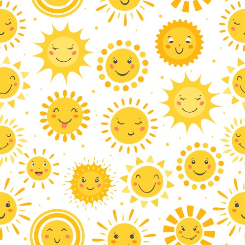 Sun seamless pattern vector image