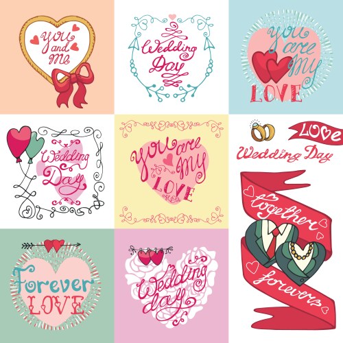 Rustic hand drawing wedding elements set Vector Image