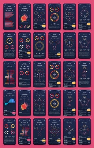 Different ui ux gui screens and flat web icons vector image