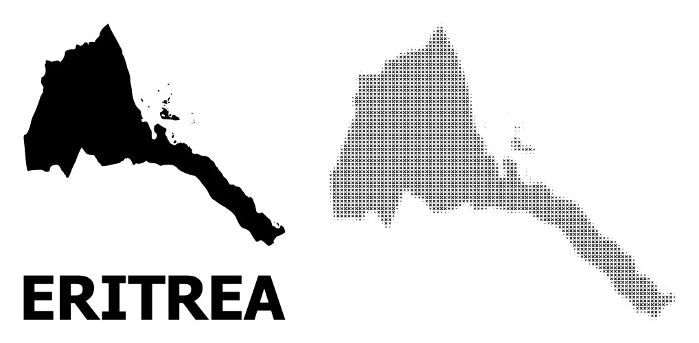 Halftone mosaic and solid map eritrea vector image
