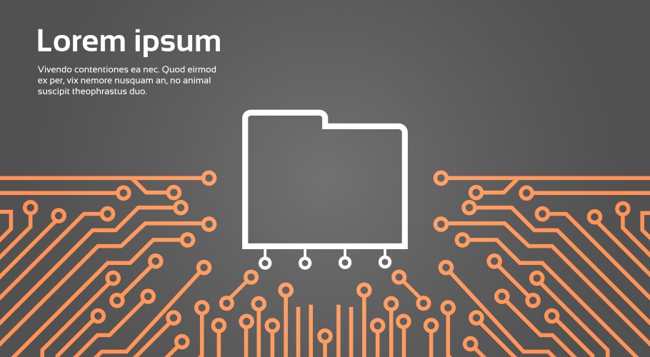 Database over computer chip moterboard background vector image