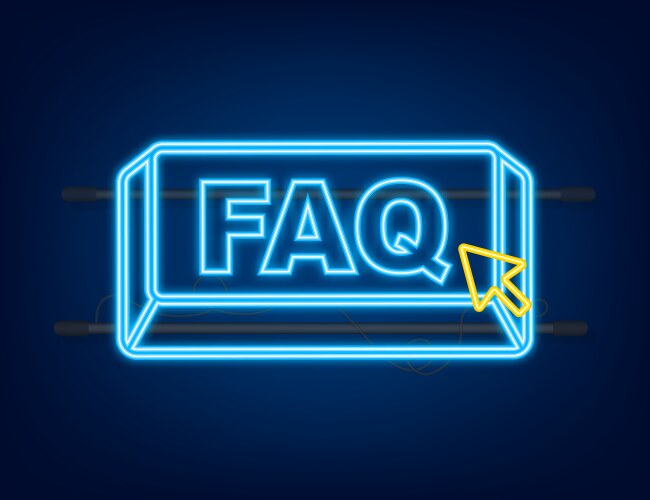 Faq with cursor button internet neon icon vector image