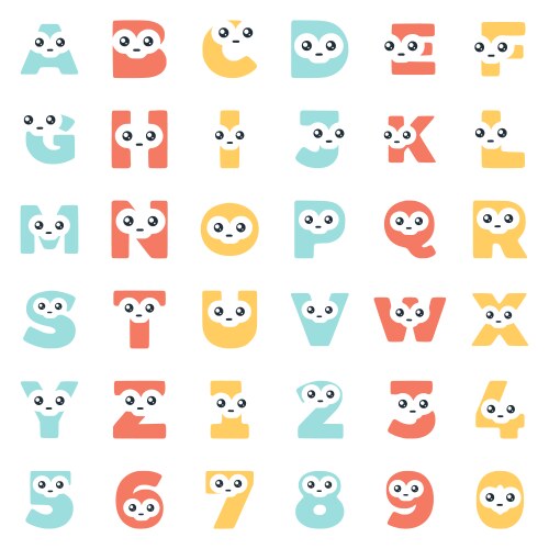 Set characters in the shape of letters vector image