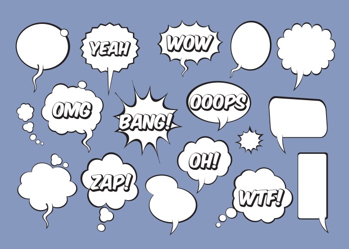 Set comic speech balloons vector image