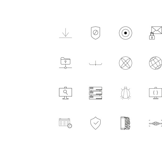Internet security linear thin icons set outlined vector image