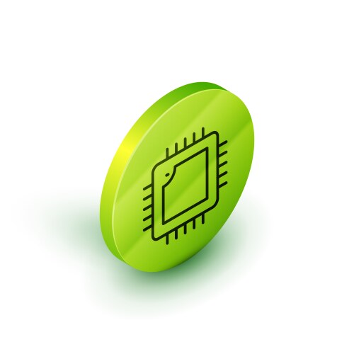 Isometric line computer processor vector image
