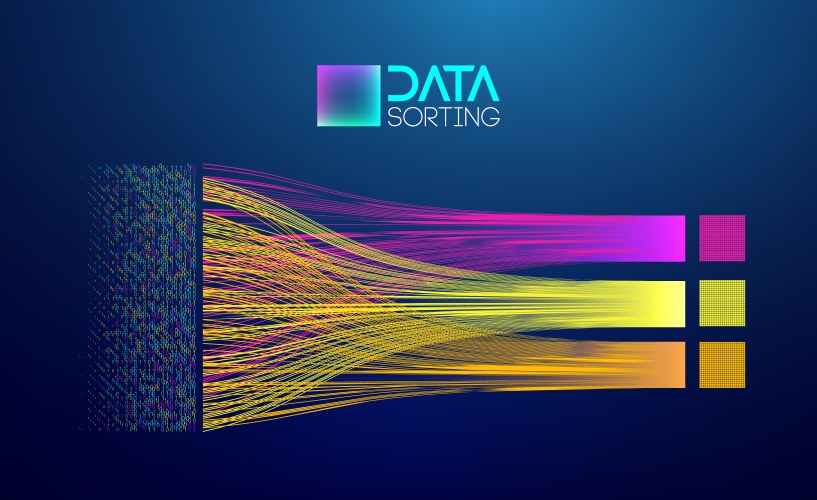 Abstract data sorting visualization with colorful vector image