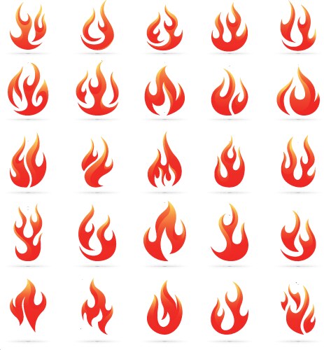 Cartoon fire flames set Royalty Free Vector Image