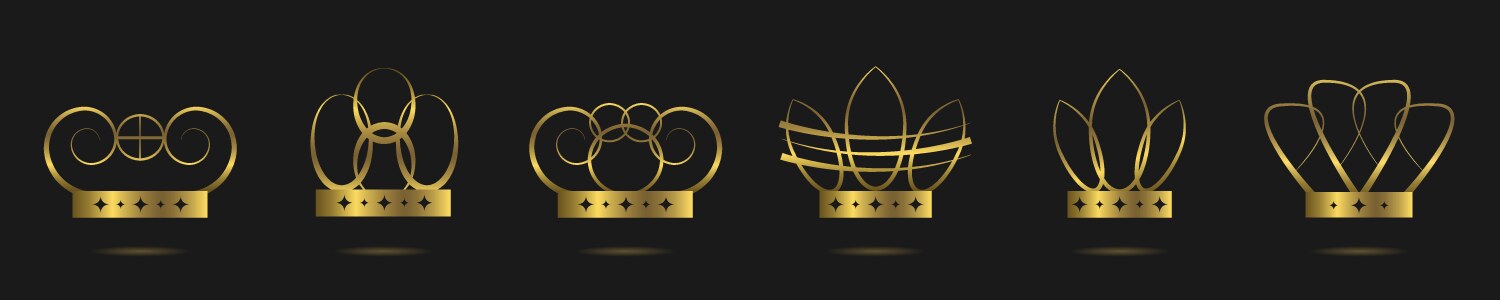 Golden crown set Royalty Free Vector Image - VectorStock