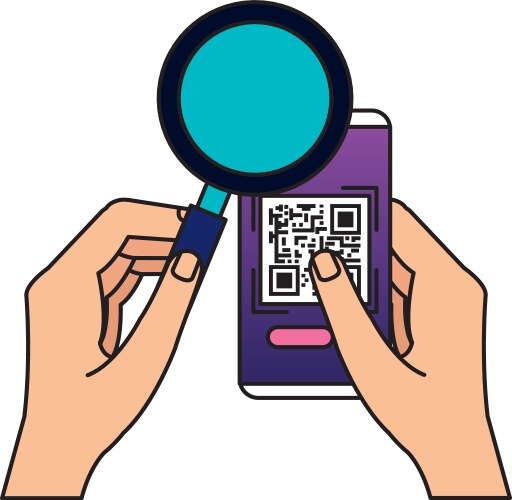 Hands using smartphone with scan code qr vector image