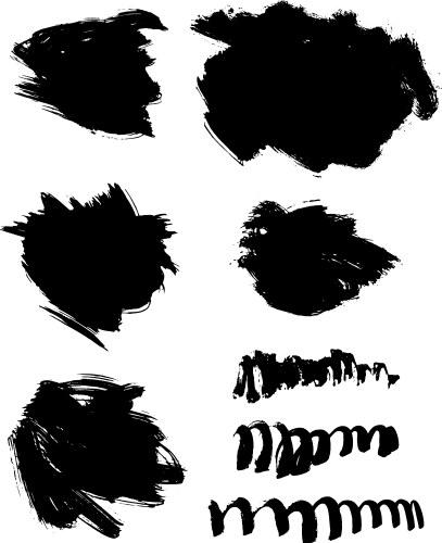 Black brush strokes set Royalty Free Vector Image