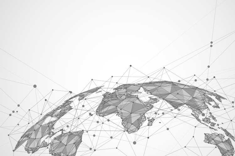 Global network connection world map point vector image
