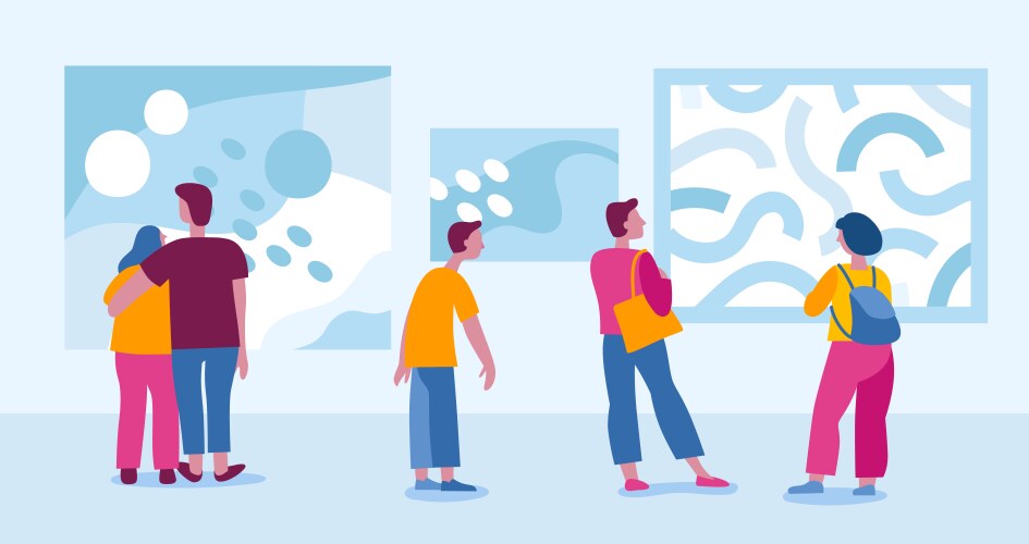 Cartoon in simple style with characters - man Vector Image