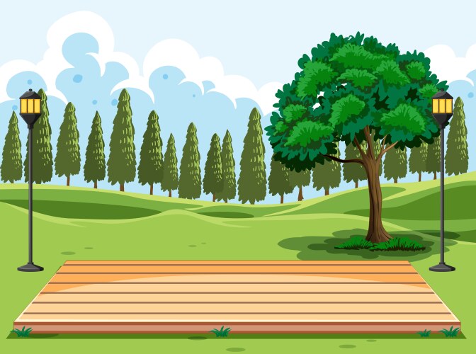 Outdoor park with empty stage Royalty Free Vector Image