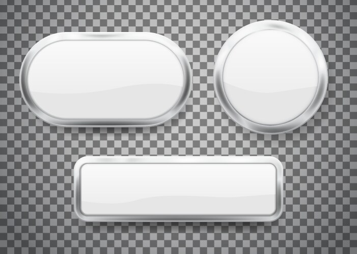 Set buttons with chrome frame isolated vector image