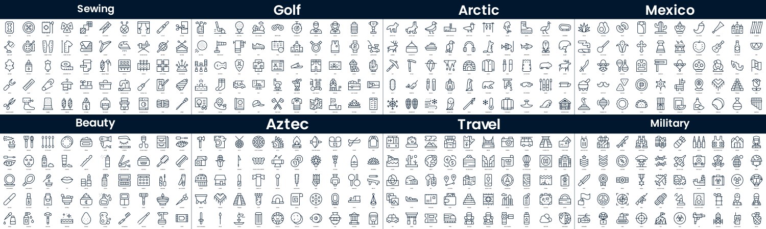 Linear style icons pack in this bundle include vector image