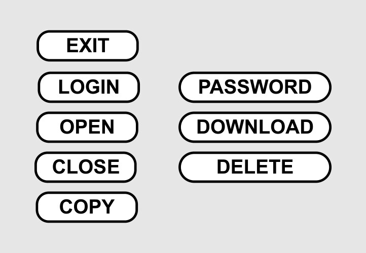 Set simple buttons with popular computer words vektorbild