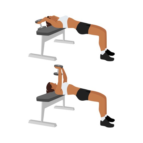 Woman doing dumbbell pullover leg raise exercise Vector Image