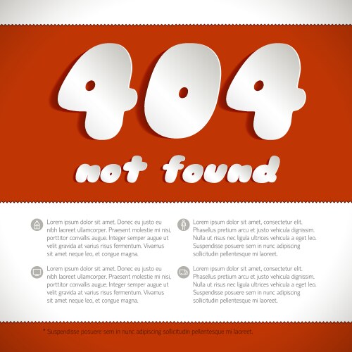 Page not found error 404 on red background vector image