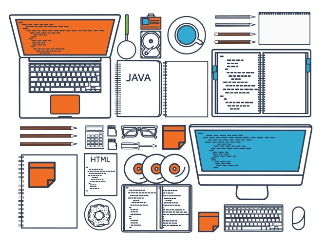 Programmingcoding flat computing background vector image