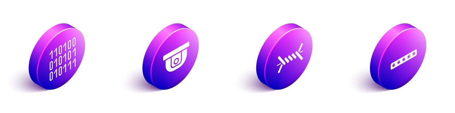 Set isometric binary code motion sensor barbed vector image