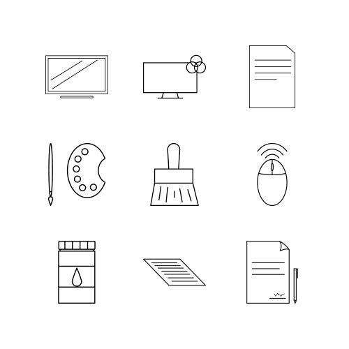 Design elements linear icon set simple outline vector image