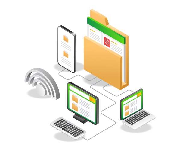 Tethering computer internet data network vector image