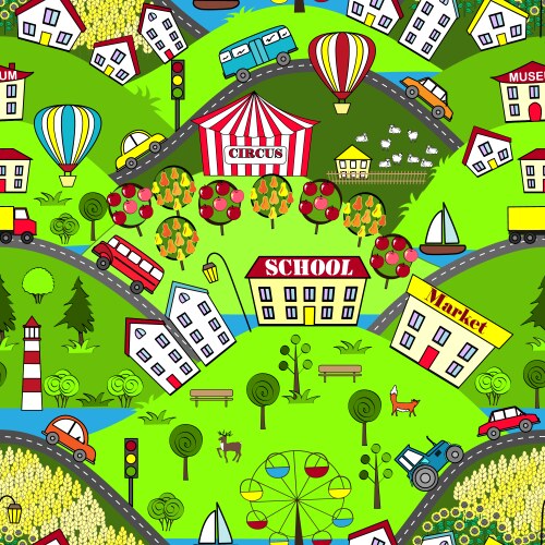 Cartoon city landscape Royalty Free Vector Image