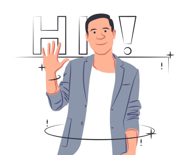 Greeting man in shadow sharp lines style vector image
