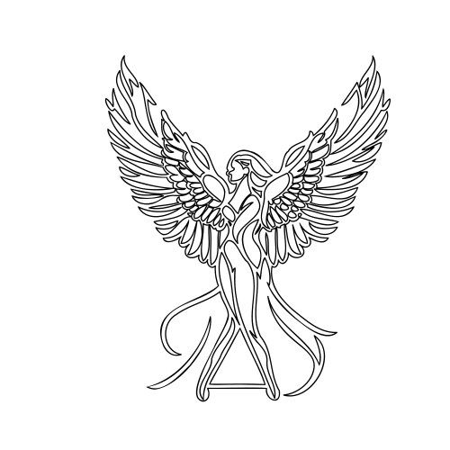 Cupid wings outline sketch Royalty Free Vector Image