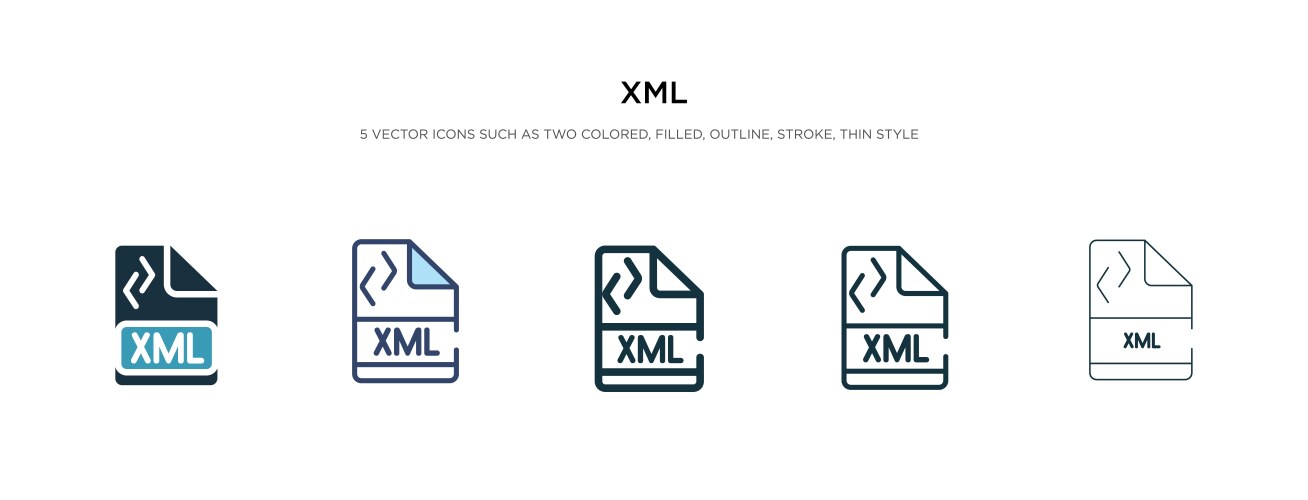 Xml icon in different style two colored vector image